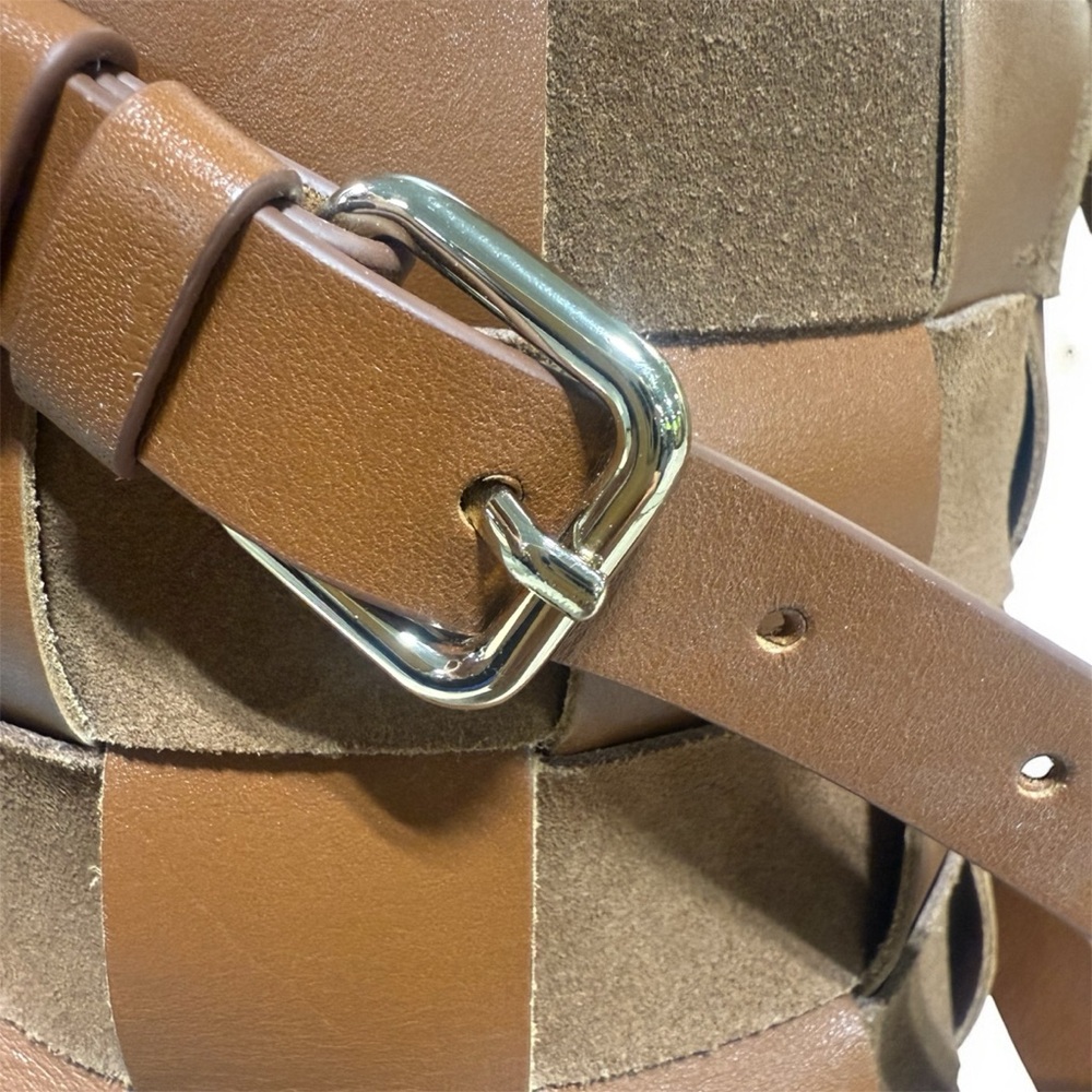 J. Crew Woven Leather and Suede Small Bucket Bag in Burnished Pecan - Picture 3 of 6